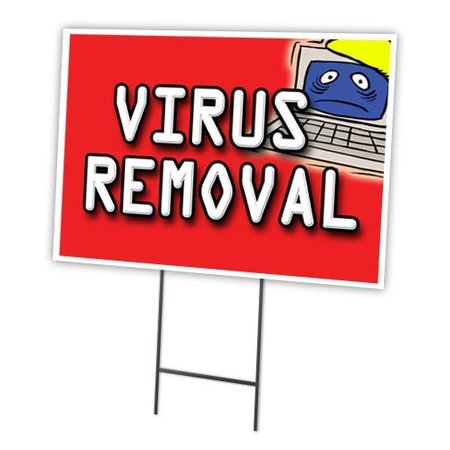 SIGNMISSION Virus Removal Yard Sign & Stake outdoor plastic coroplast window C-1824 Virus Removal